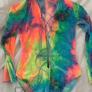 J. Valentine Tie Dye Lace Up Bodysuit